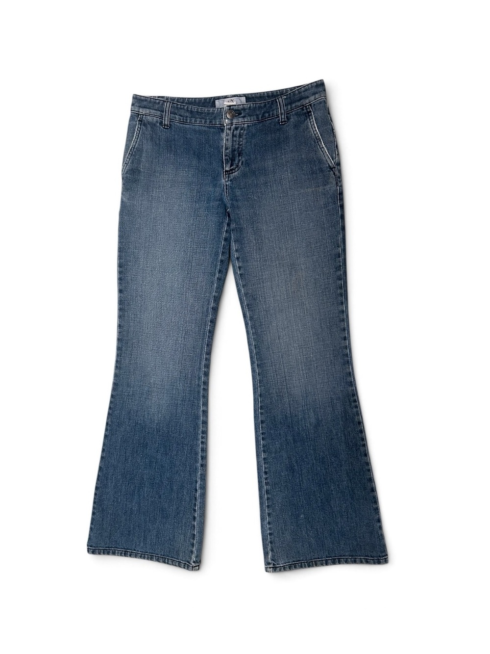 A|X Armani Exchange Vintage Womenโs Light Wash Flare Low-arise Jeans Size 4
